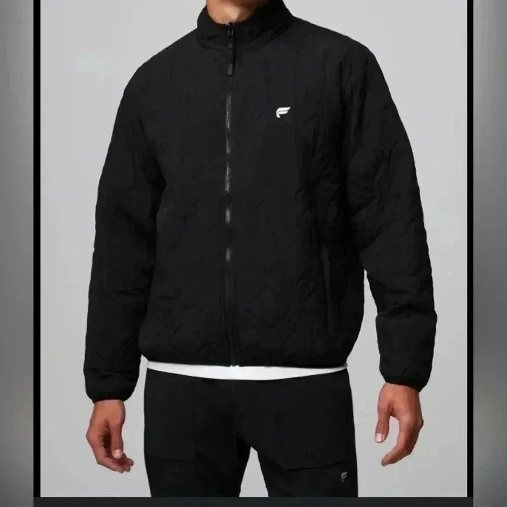 Fabletics Mens The Switch Loft Black Quilted Jacket Full-Zip-Up Size XL NWOT